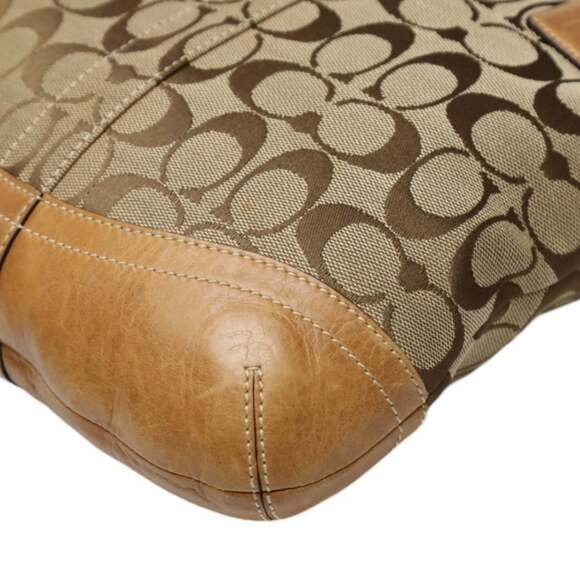 Coach 3574 Canvas and Leather Signature Shoulder Bag, Camel - Picture 7 of 16